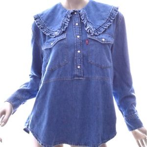 Levis X Ganni Western Denim cotton Shirt Size Large excellent condition